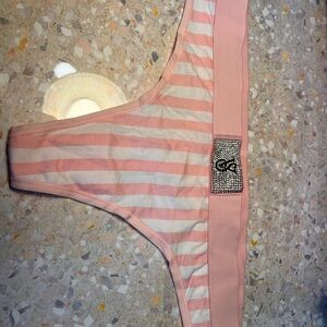 Victoria's Secret Pink and White Striped Thong